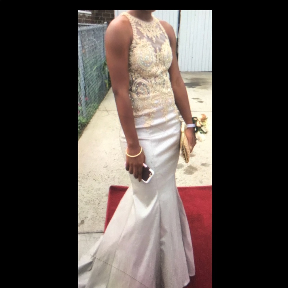 Champagne colored prom dress - size 2